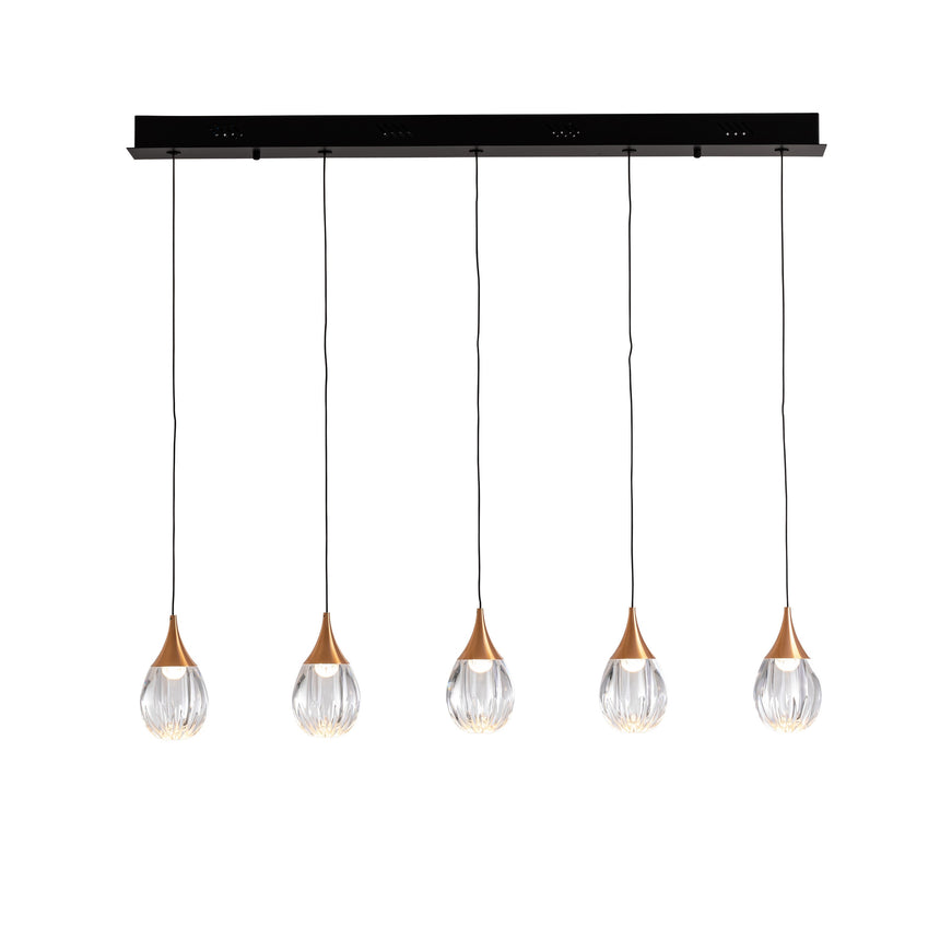 Lámpara de techo colgante Schuller Corina 5 luces negro y cobre 3000K ambiente