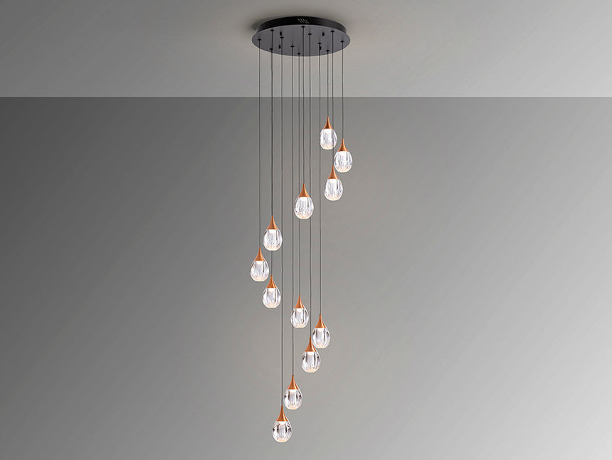 Lámpara de techo colgante Schuller Corina grande 12 luces negro y cobre 3000K Ø50cm 403894 - imagen 5