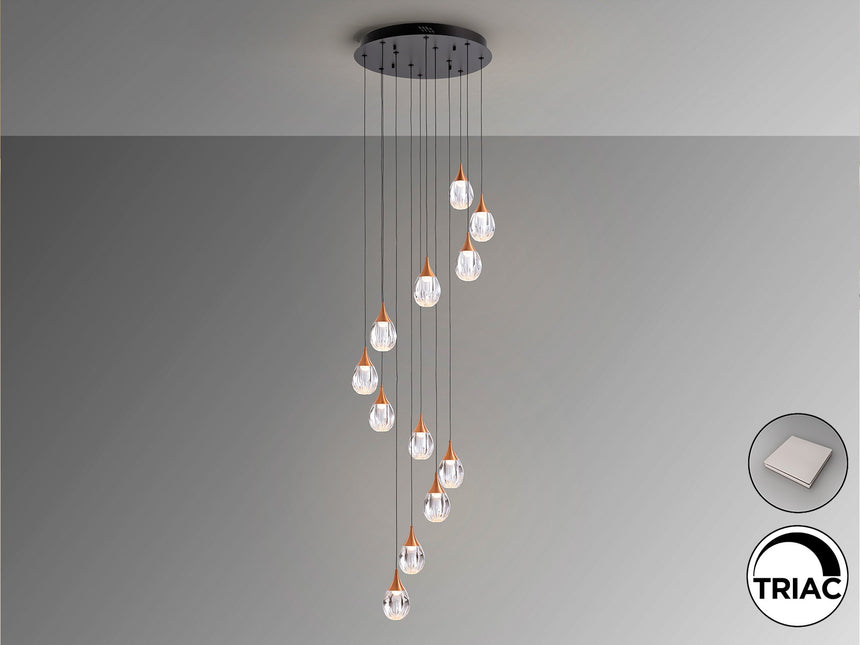 Lámpara de techo colgante Schuller Corina grande 12 luces negro y cobre 3000K Ø50cm vista 3