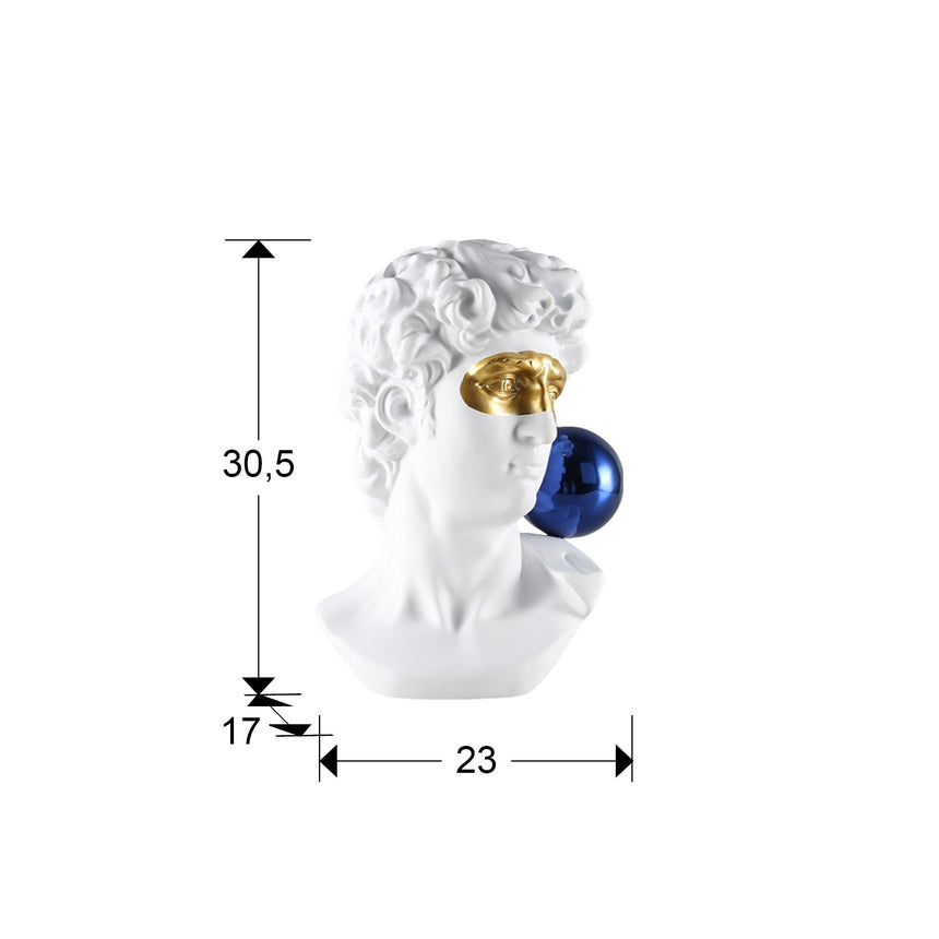 Busto decorativo Schuller David blanco y oro dimensiones