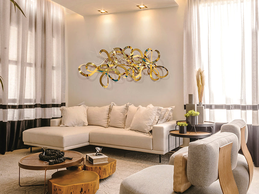 Escultura de pared Schuller Medusa dorado brillo acero inoxidable 55cm 408493 - imagen 3