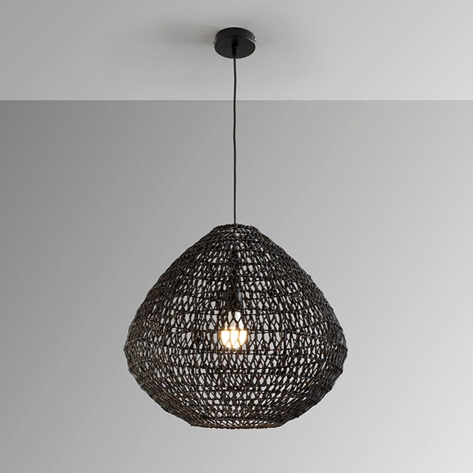 Schuller Maon Pendant Ceiling Lamp Black Braided Paper 408725