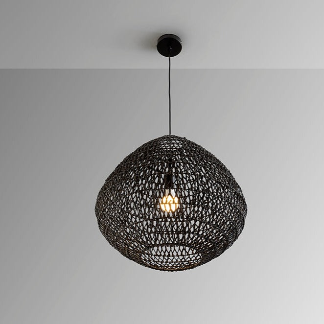 Schuller Maon Pendant Ceiling Lamp Black Braided Paper 408725