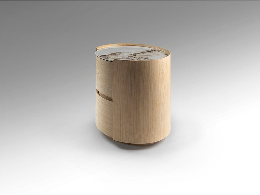 Mesita de noche Schuller Enoc roble y mármol veteado con cajones 60x48cm 411622