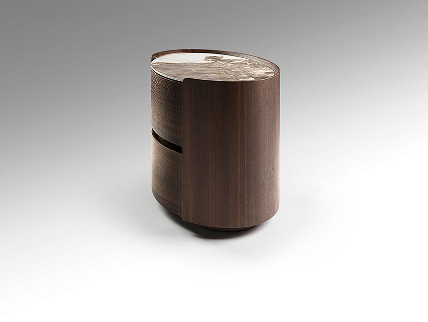 Mesita de noche Schuller Enoc roble y mármol veteado con cajones 60x48cm 411639