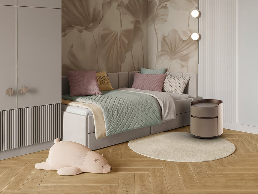 Mesita de noche Schuller Cirze nogal y beige con cajones 48cm 411752