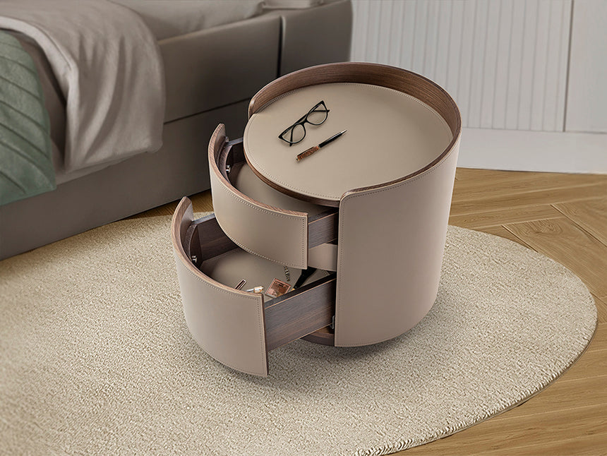 Mesita de noche Schuller Cirze nogal y beige con cajones 48cm 411752 - imagen 4