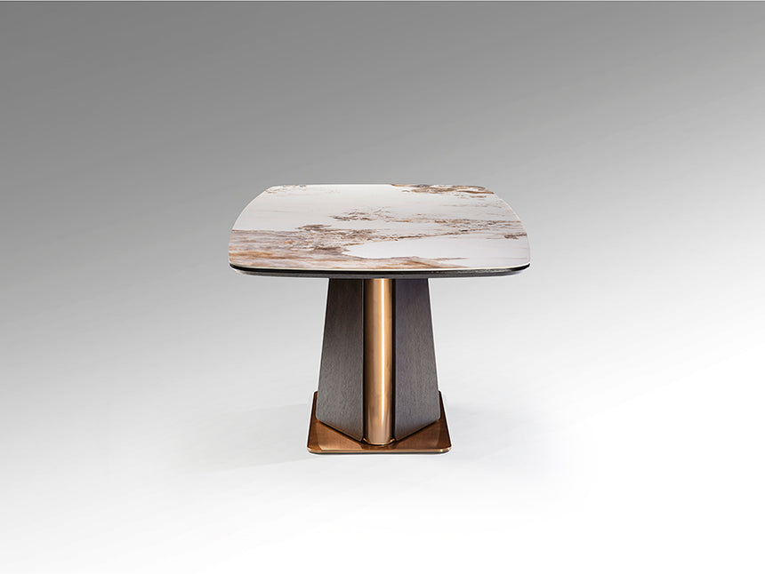 Mesa de comedor Schuller Luca roble y mármol veteado acero 200x76cm 412094