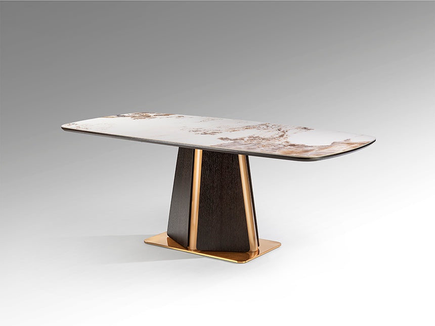 Mesa de comedor Schuller Luca roble y mármol veteado acero 200x76cm 412094