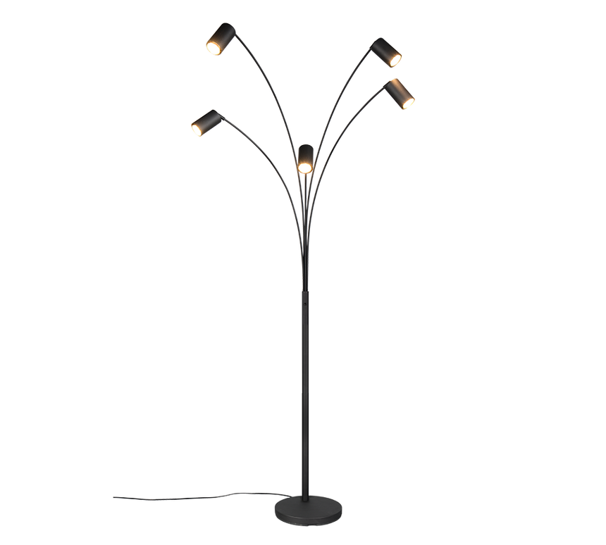 Lámpara de pie Trio Marley LED negro mate 3000K 200cm 412400532