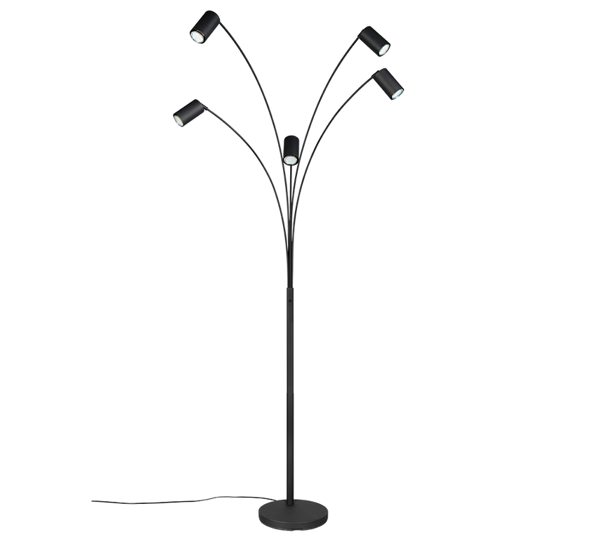 Lámpara de pie Trio Marley LED negro mate 3000K 200cm 412400532