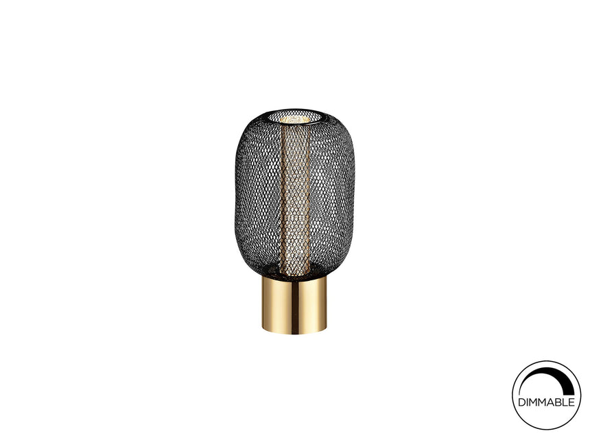 Lámpara de sobremesa Schuller Micrón LED oro y negro 3000K 24cm ambiente