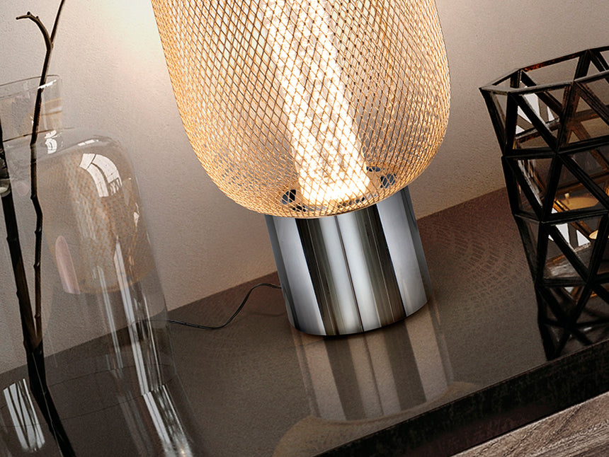 Lámpara de sobremesa Schuller Micrón LED cromo y oro 3000K 24cm 413299 - imagen 4