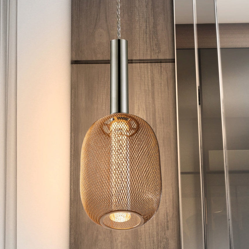 Schuller Micrón Lámpara de techo colgante 1 luz cromo y oro 413503