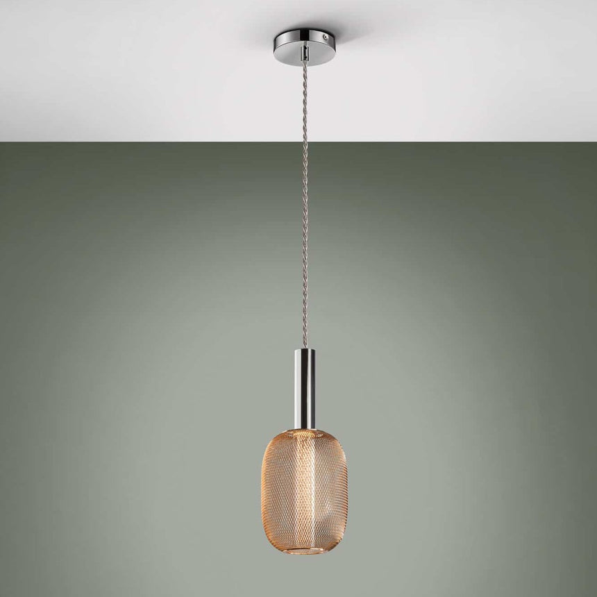 Schuller Micrón Lámpara de techo colgante 1 luz cromo y oro 413503