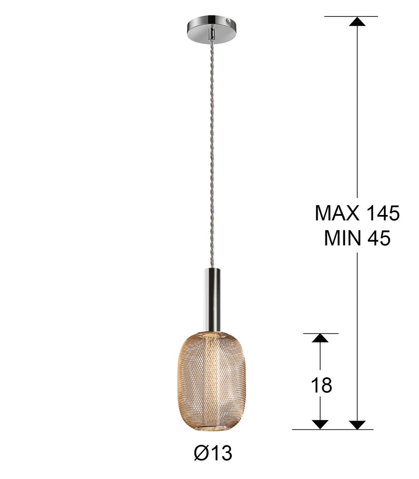 Schuller Micrón Lámpara de techo colgante 1 luz cromo y oro 413503