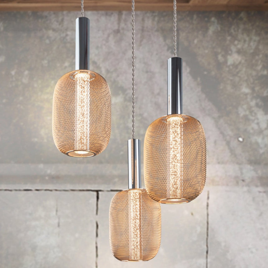 Schuller Micrón Lámpara de techo colgante 3 luces cromo y oro 413626