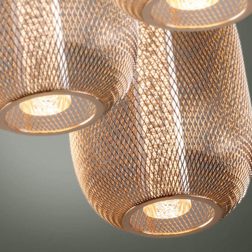 Schuller Micrón Lámpara de techo colgante 3 luces cromo y oro 413626