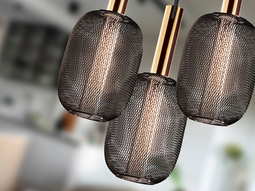 Schuller Micron Lámpara de techo colgante 3 luces oro negro 413657