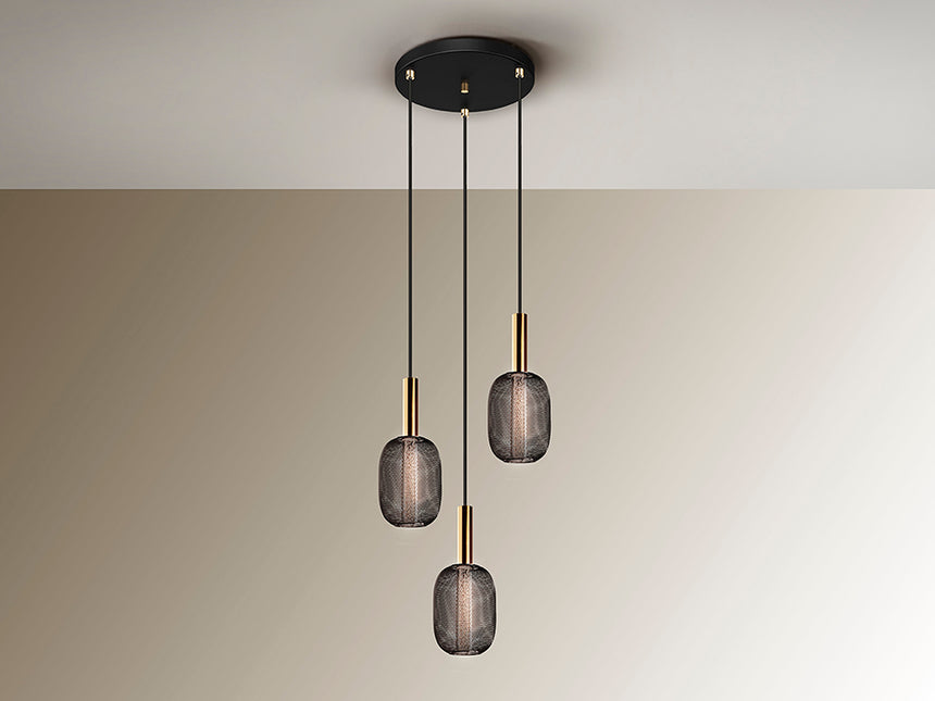 Lámpara de techo colgante Schuller Micrón 3 luces oro y negro 3000K Ø36cm 413657 - imagen 5