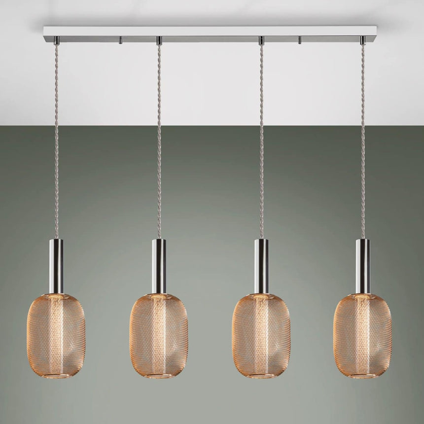 Schuller Micrón Lámpara de techo colgante 4 luces cromo y oro 413756