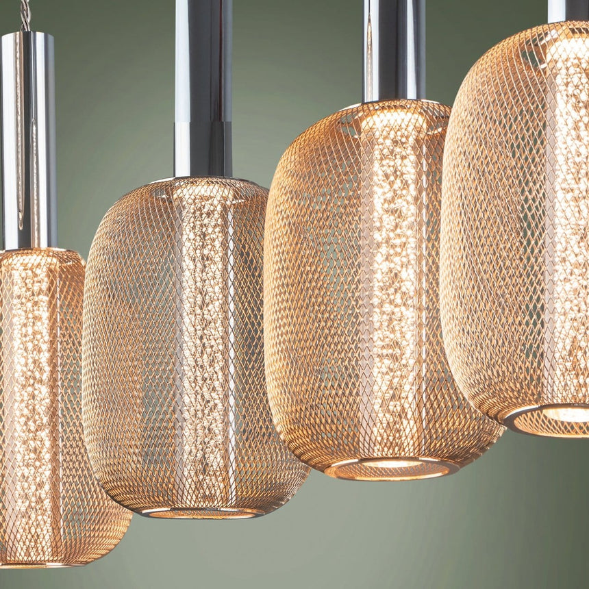 Schuller Micrón Lámpara de techo colgante 4 luces cromo y oro 413756