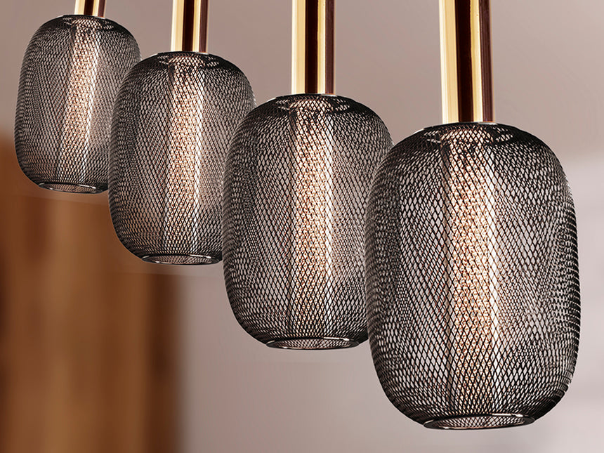 Schuller Micron Lámpara de techo colgante 4 luces oro/negro 413794