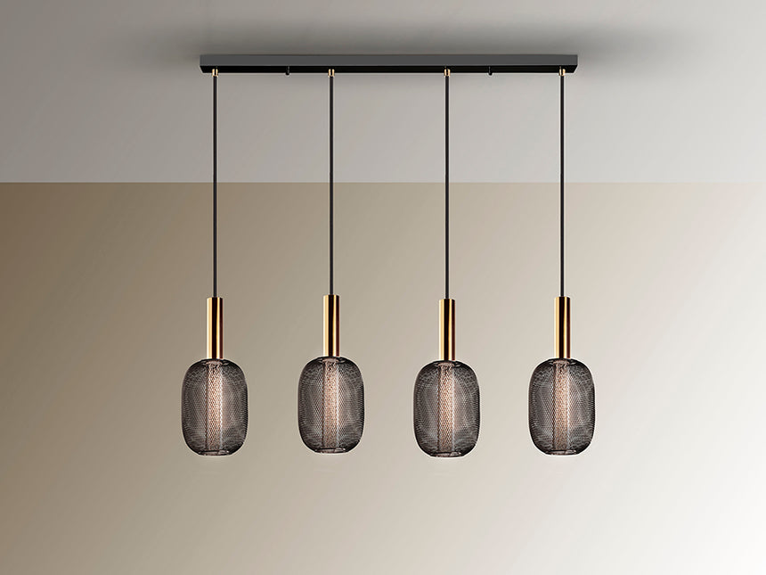 Lámpara de techo colgante Schuller Micrón 4 luces oro y negro 3000K 413794 - imagen 5