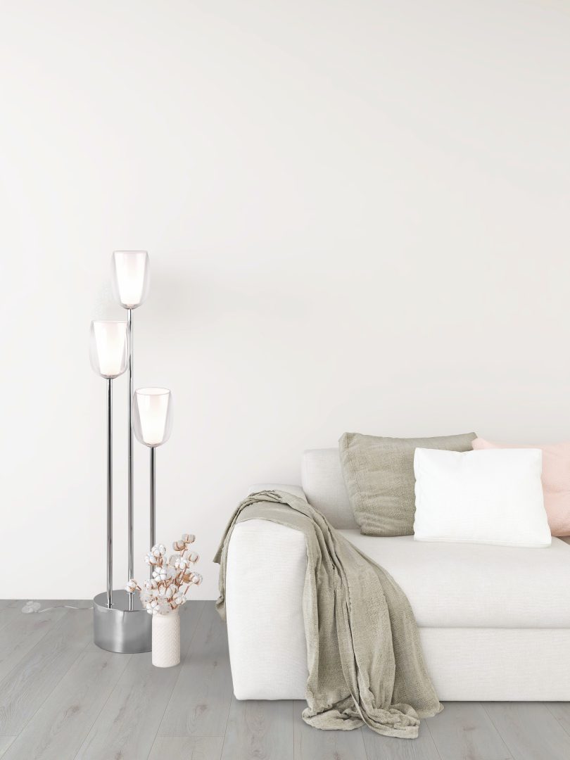 Lámpara de pie Trio Barret LED cromo 3000K 140cm 417500306