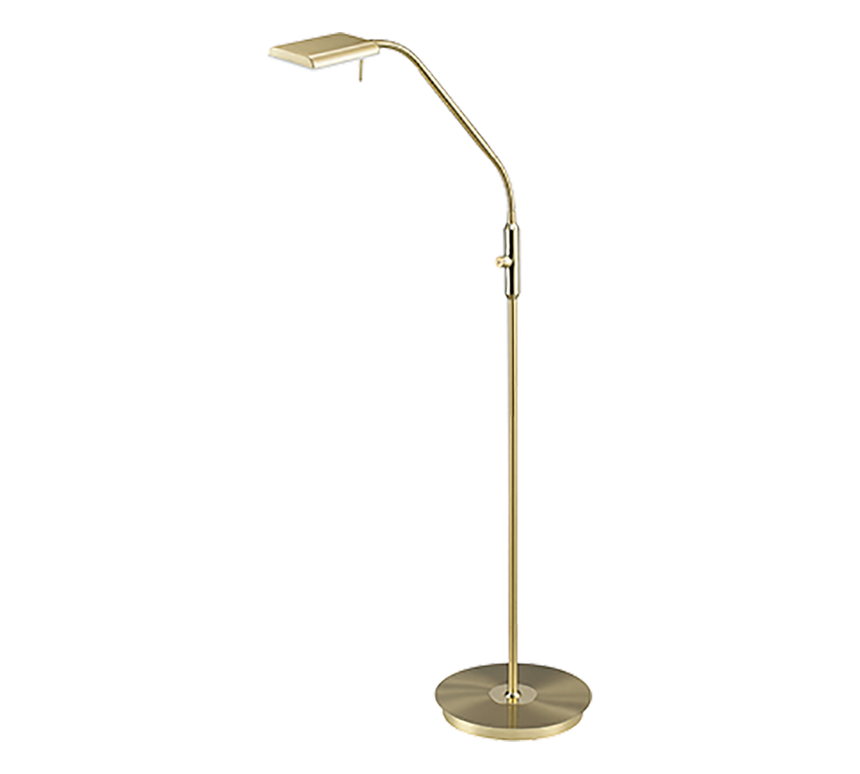 Lámpara de pie Trio Bergamo LED latón mate 3000K 135cm 4