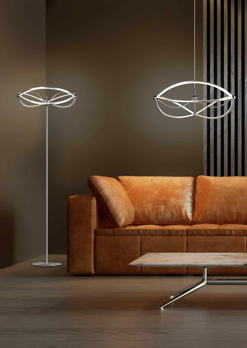 Trio Charivari Matte Nickel Metal LED Floor Lamp 421210107