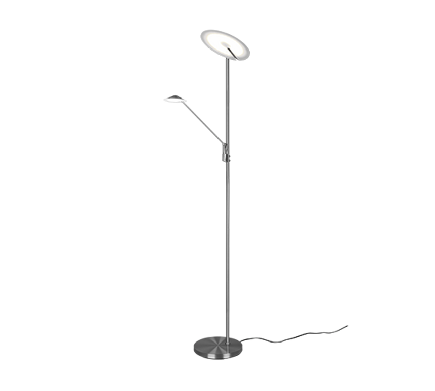 Lámpara de pie Trio Brantford LED níquel mate regulable 180cm 4