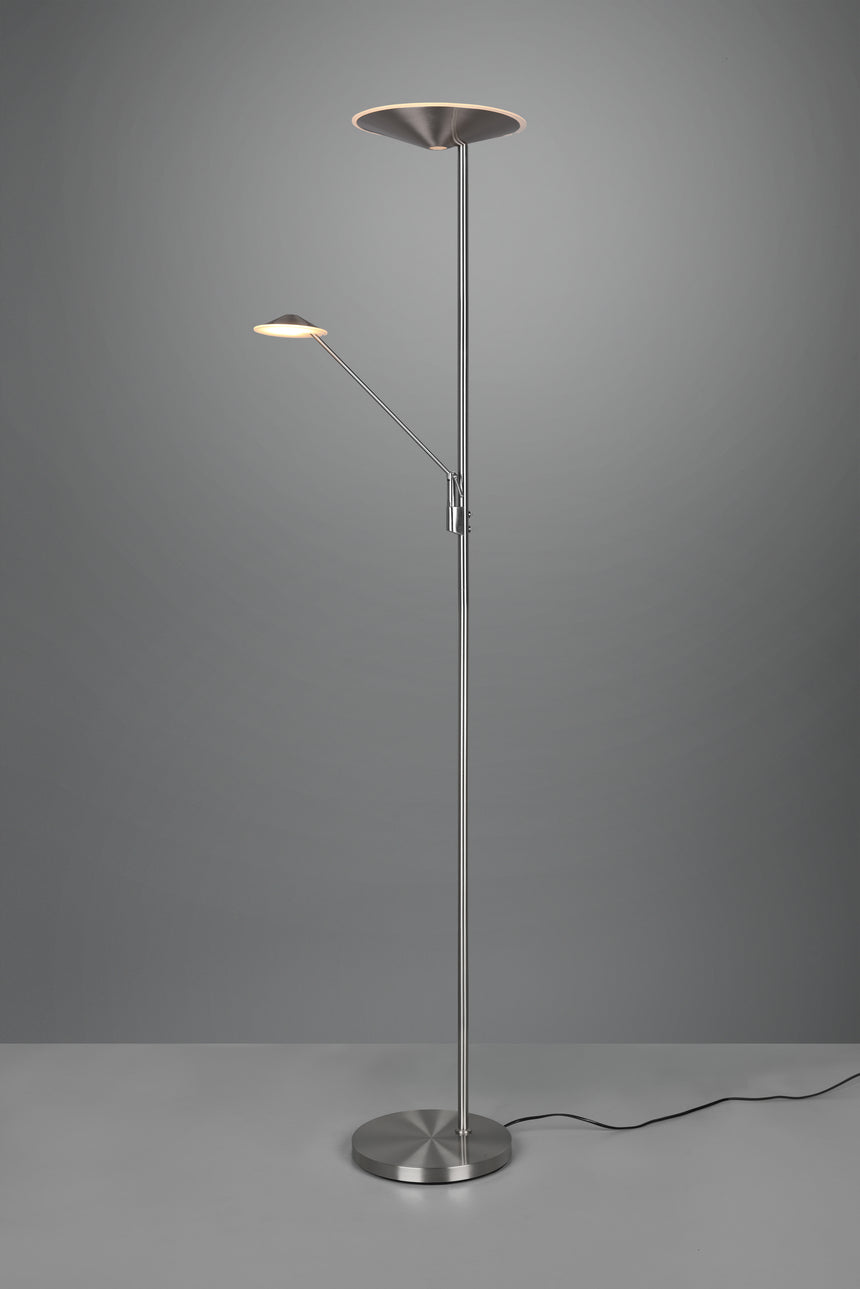 Lámpara de pie Trio Brantford LED níquel mate regulable 180cm 4