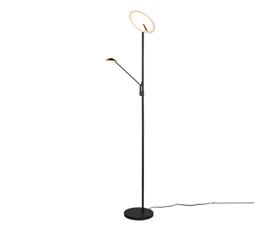 Lámpara de pie Trio Brantford LED negro mate regulable 180cm 4