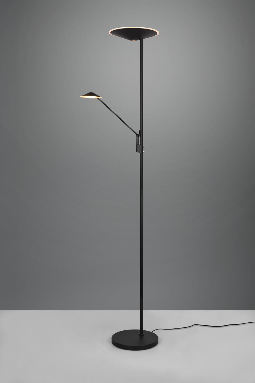 Lámpara de pie Trio Brantford LED negro mate regulable 180cm 4