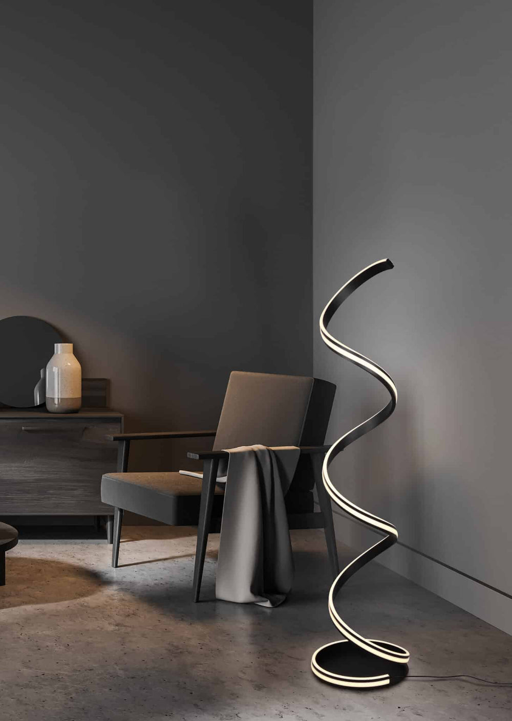 Trio Nuria Black mat metal LED floor lamp 426219132