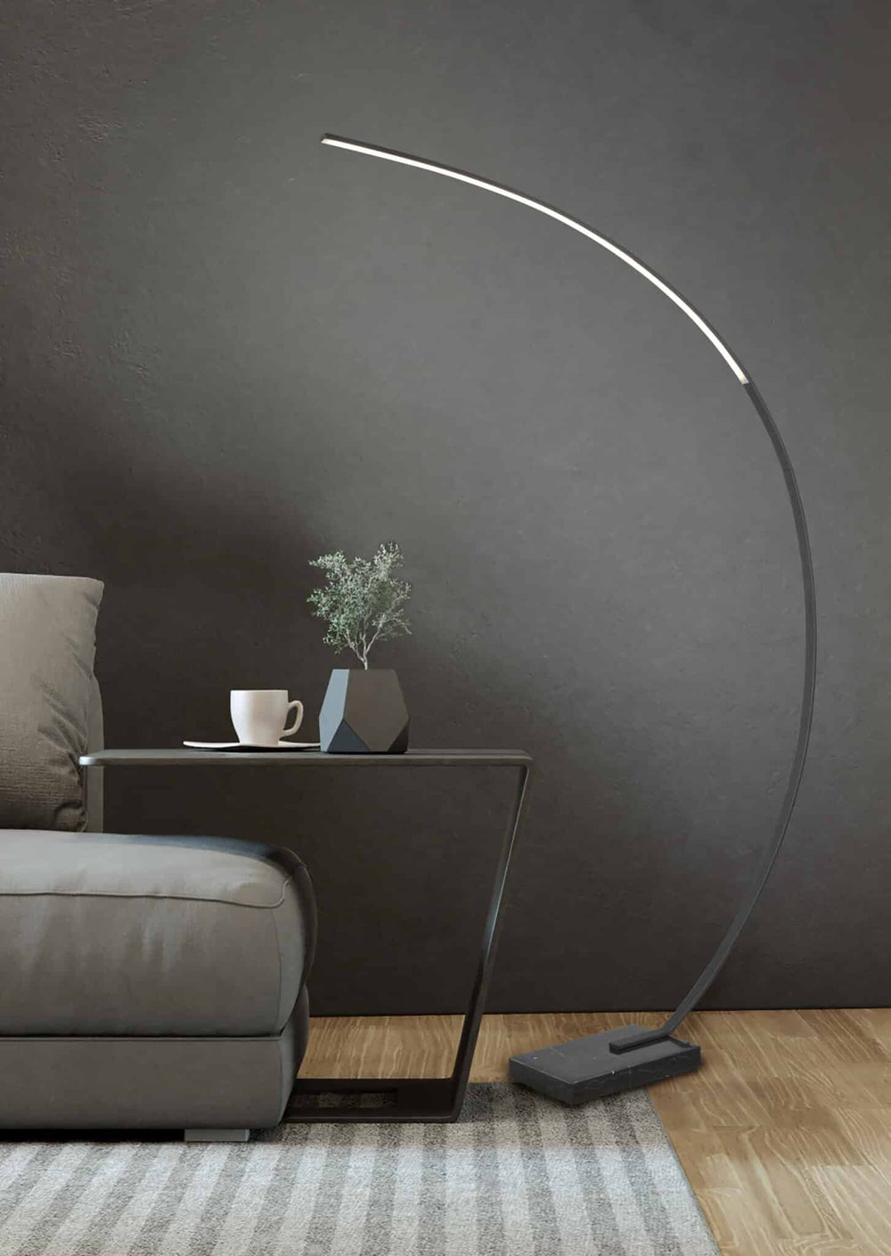Trio Bangkok Black Mat Metal LED Floor Lamp 426511832