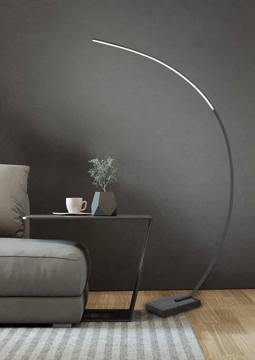 Trio Bangkok Black Mat Metal LED Floor Lamp 426511832