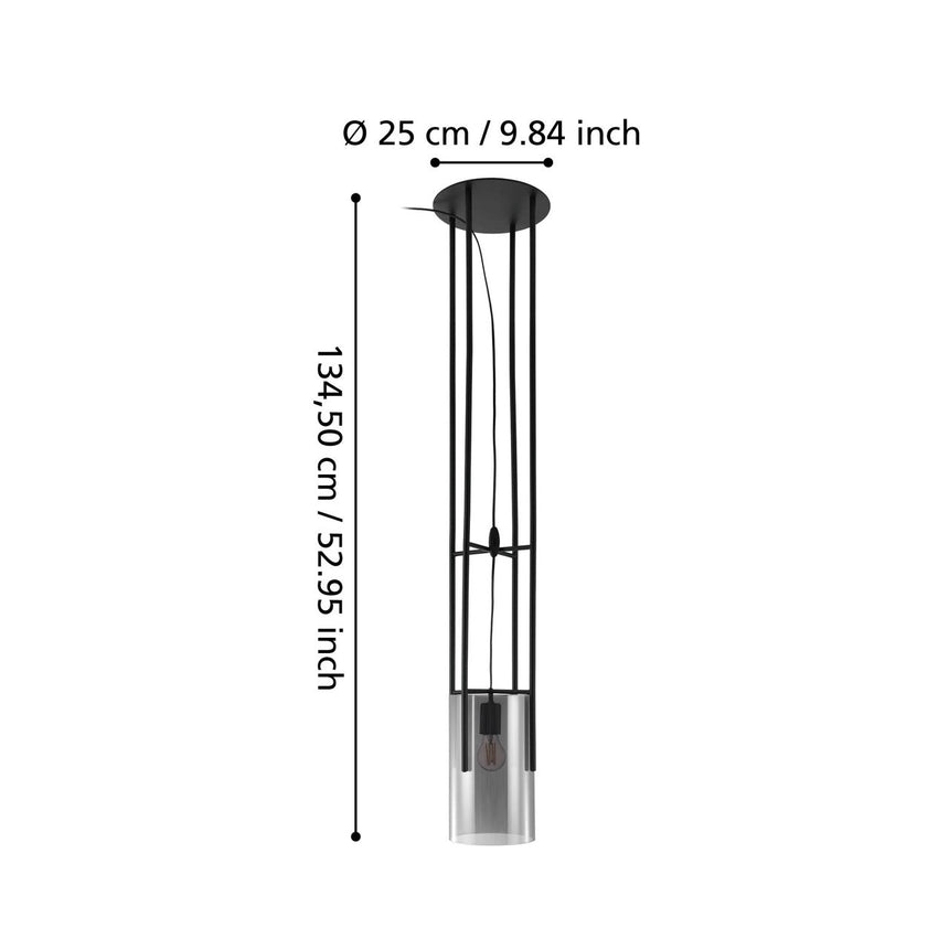 EGLO Glastonbury Lámpara de pie acero vidrio vaporizado negro negro transparente 43142