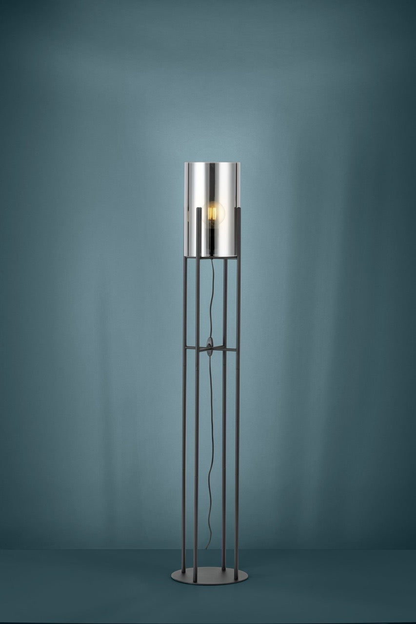 EGLO Glastonbury Lámpara de pie acero vidrio vaporizado negro negro transparente 43142