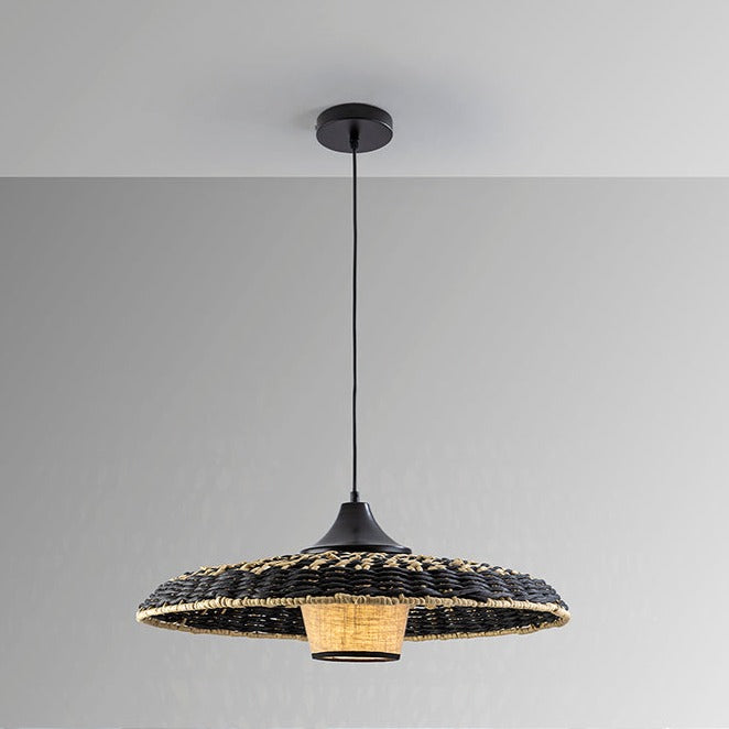 Lámpara de techo colgante Schuller Fiji negro y natural Ø60cm 435216 - imagen 5