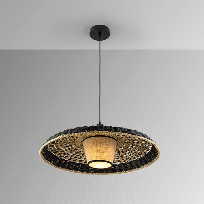 Lámpara de techo colgante Schuller Fiji negro y natural Ø60cm 435216 - imagen 6