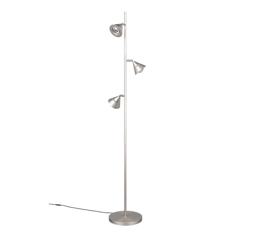 Lámpara de pie Trio Romeo LED níquel mate 150cm 437010307