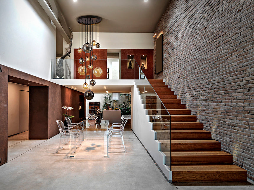 Lámpara de techo colgante bolas Schuller Dark grande 14 luces negro y latón 439015G - imagen 3