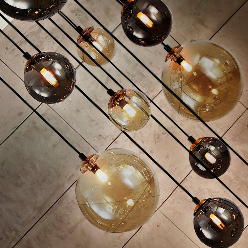 Schuller Dark Lámpara grande de techo colgante 14 luces dorado negro 439015