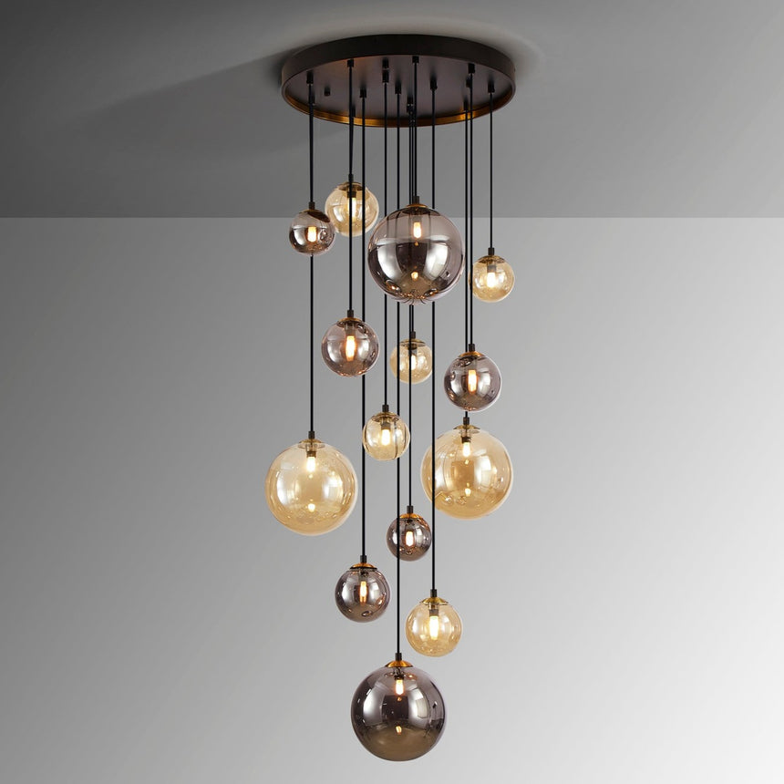 Schuller Dark Lámpara grande de techo colgante 14 luces dorado negro 439015