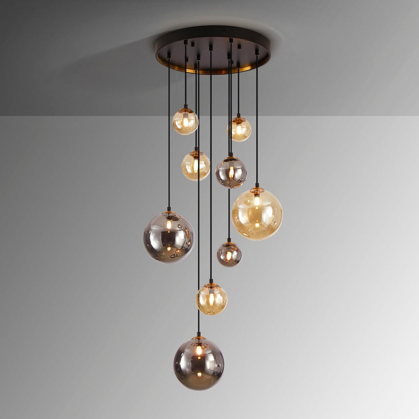 Schuller Dark Lámpara de techo colgante 9 luces negro latón 439176