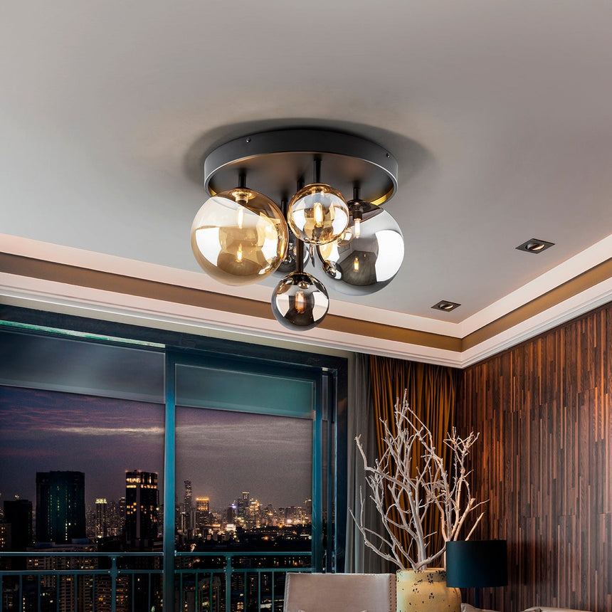 Schuller Dark Plafón 5 luces negro latón 439244