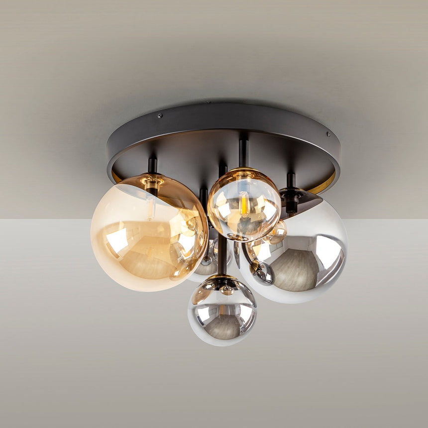 Schuller Dark Plafón 5 luces negro latón 439244