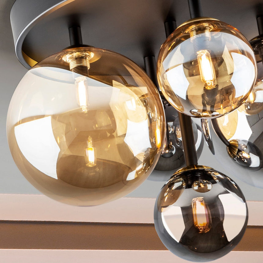 Schuller Dark Plafón 5 luces negro latón 439244